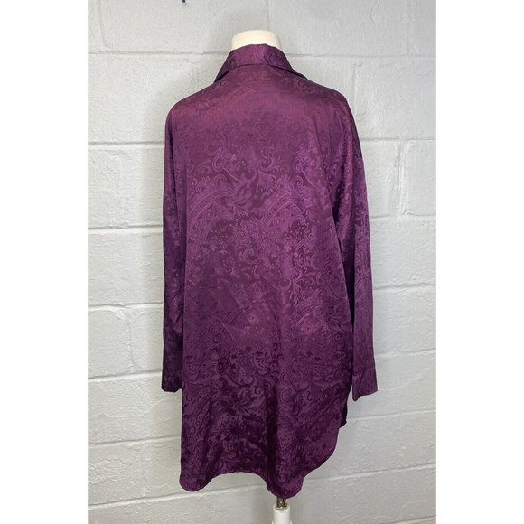 VTG Victorias Secret Gold Label Purple Damask Sleep Shirt Chemise Set Med M/L - Picture 7 of 12
